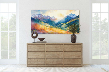 Rocky Mountains,Telluride Colorado,Fall Mountains, Vibrant Landscape, Framed Canvas, Extra Large Print
