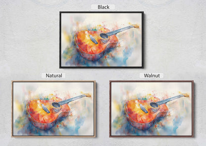 Watercolor Guitar, Music Painting, Instrument Art, Musical Art