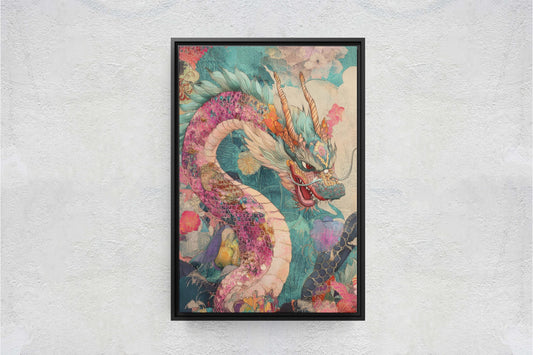Japanese Dragon, ukiyo-e Print, Japanese Art, Vintage Retro, Colorful Decor