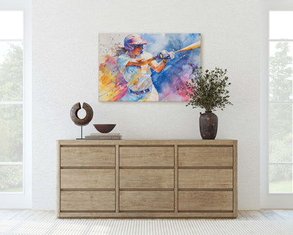 Women's Softball, Girls Baseball, Colorful sports, Woman Sports, Large Art Print, Framed Canvas, Girls Room, Kids room, Athlete