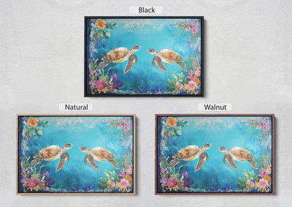 Sea Turtles In love, Ocean Decor, Turtle Print, Fish Art