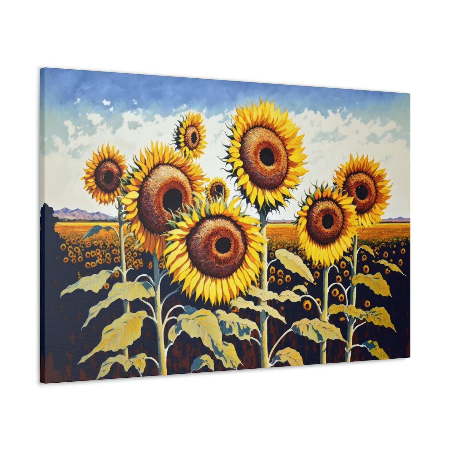 Sunflowers Colorful Canvas Art Ready To Hang Large Print, Oil Painting, Flowers, Floral
