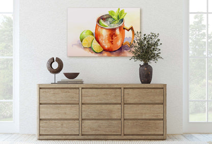Moscow Mule, Copper Mug, Bar Decor, Restaurant art, Kitchen Decor, Dining Room Art, Beverage, Cocktail Print, Drink Decor, Mixologist