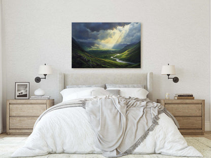 Celtic Highlands, Scotland Highlands, Scenic Decor, Valley Painting