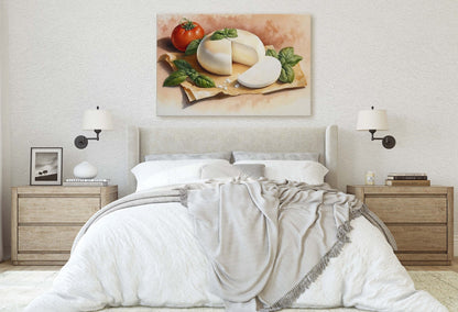 Mozzarella Cheese, Ready To Hang, Large Print, Watercolor Painting, Dining Room, Kitchen Art, Restaurant Art, Italian Food