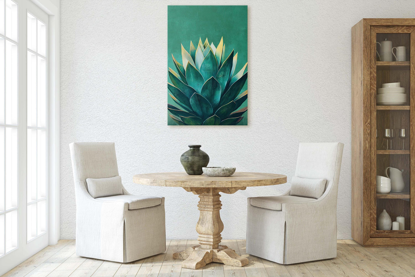 Emerald Green Agave, Agave Painting, Contemporary Decor