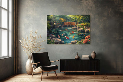 Koi Pond, Serene Koi, Japanese Art, Asia Decor