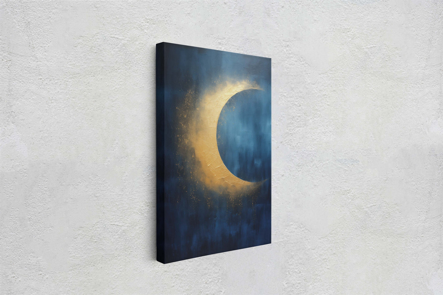 Gold Moon on Indigo, Moon Painting, Minimalist Art, Circle Indigo, Maximalist Art, Contemporary Decor, Celestial Art, Space Decor, Night Sky