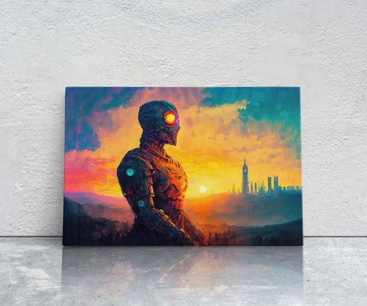 Retro Futuristic Robot Canvas Art Ready To Hang | Science Fiction | Sci-Fi | Fantasy