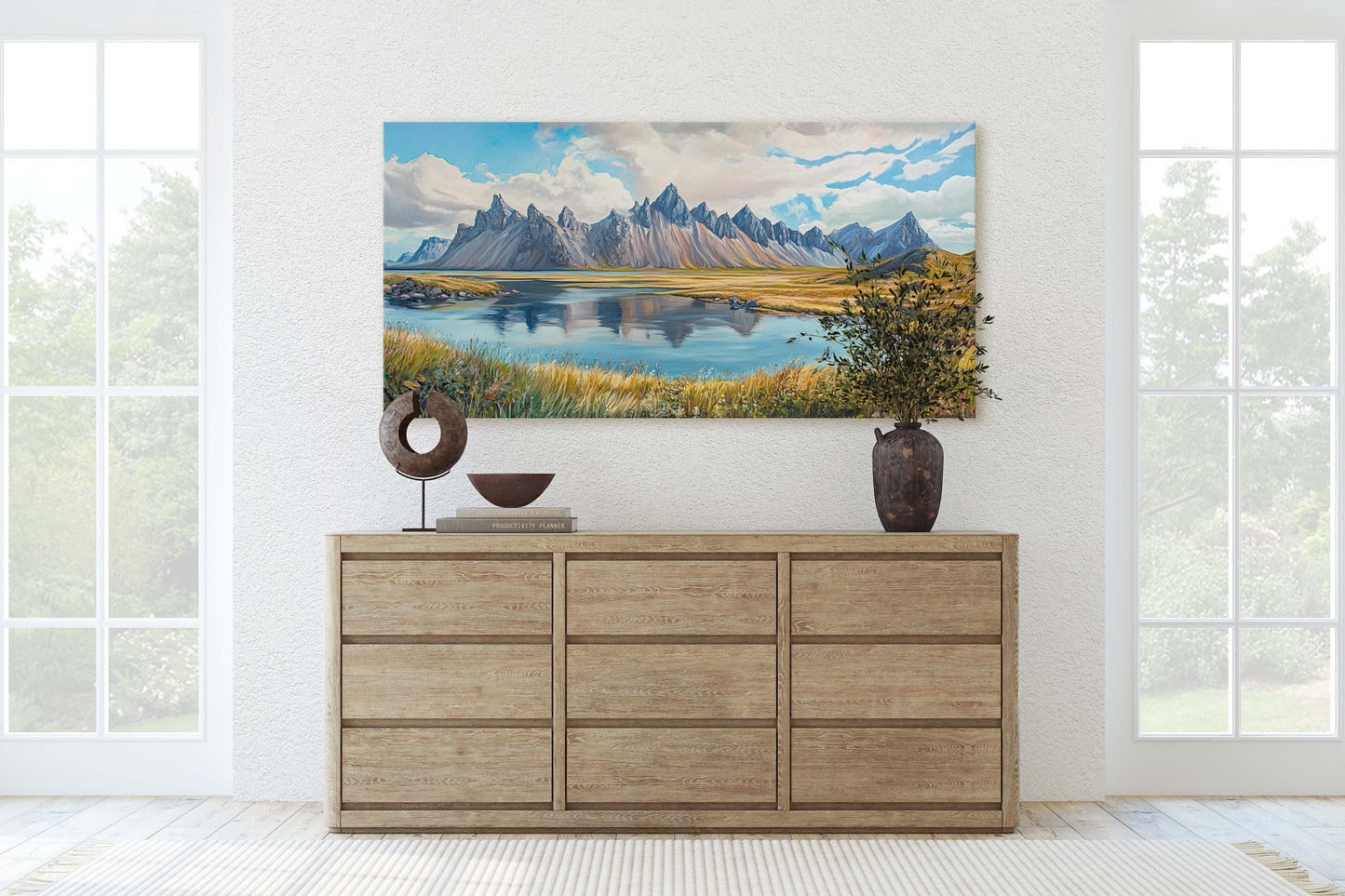 Vestrahorn Painting, Iceland Art,  Jökulsárlón Iceland, Iceland Fjord