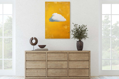 Cloud Art Vintage, Cloud Painting, Surreal Art, Pop Art, Yellow Gold Mustard