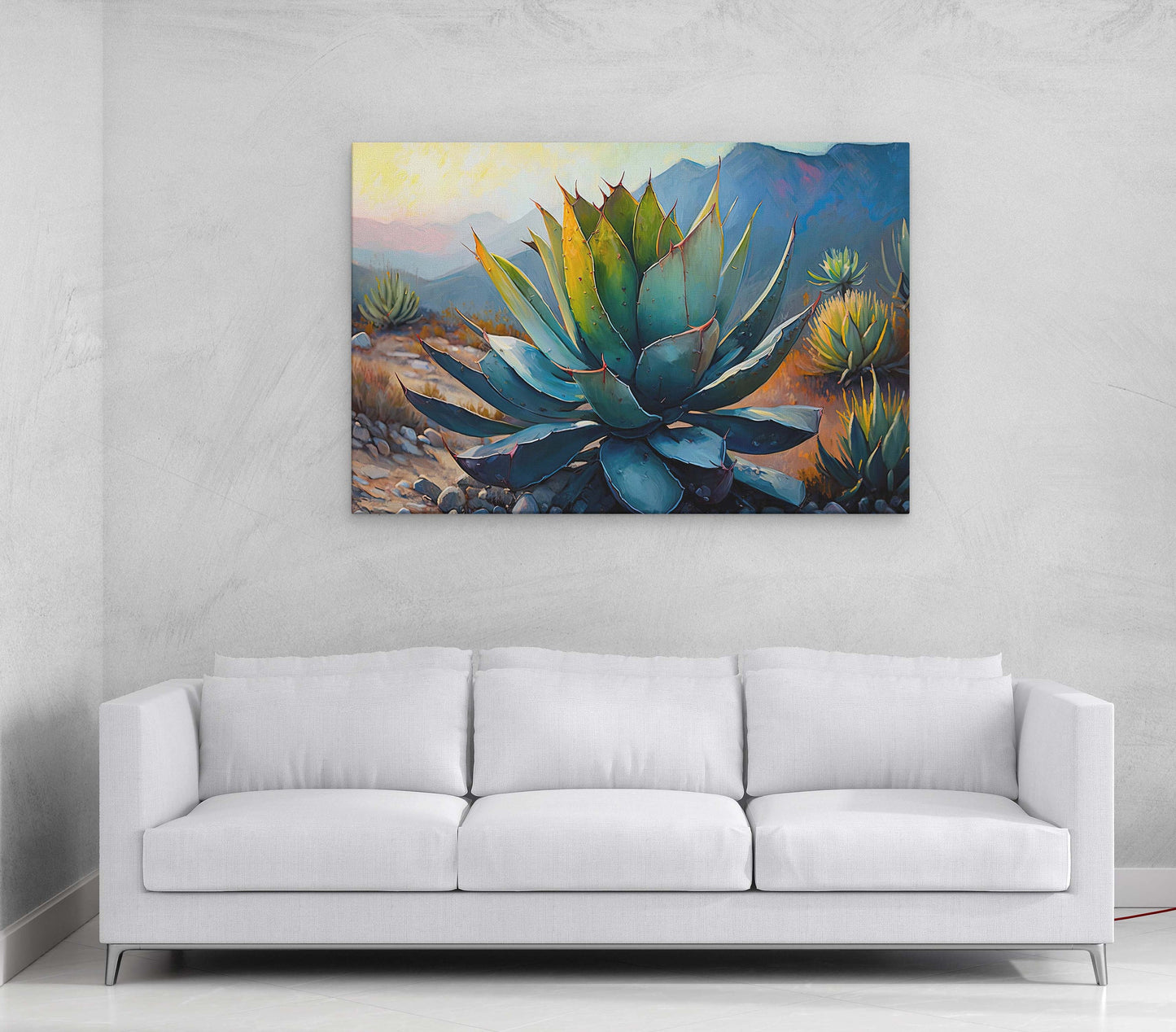 Agave Desert Canvas Art Ready To Hang Large Print, Oil Painting, Landscape