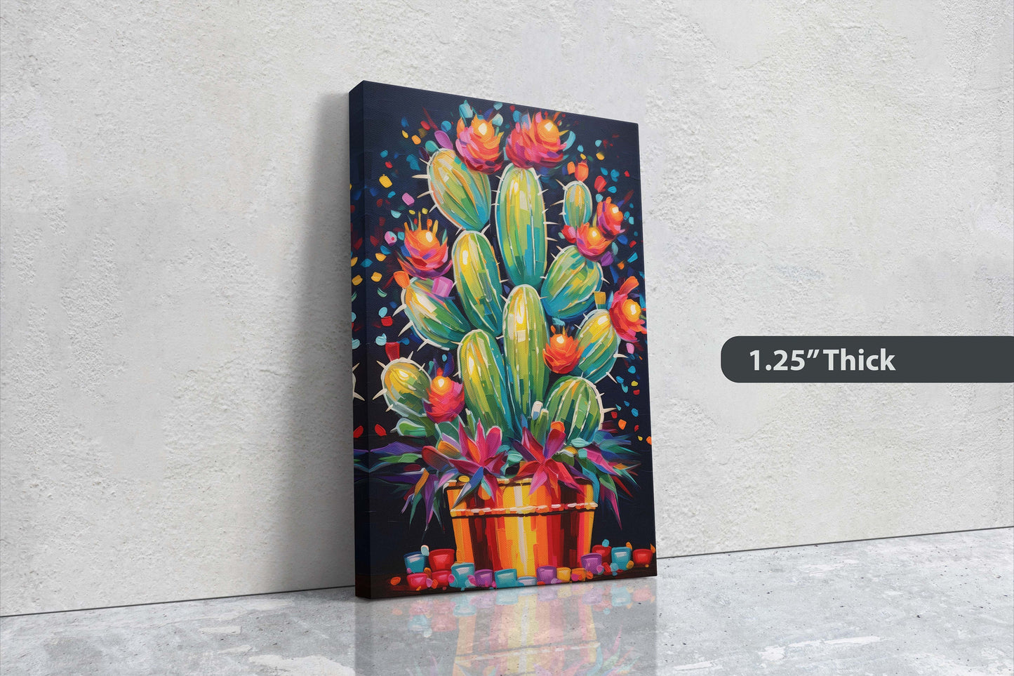 Colorful Cactus Painting, Southwest Decor, Desert Art, Southwestern, Framed Canvas, South West, Vibrant Painting