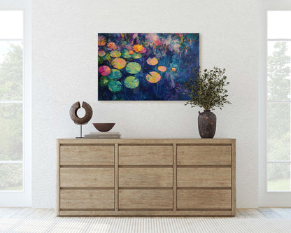 Water Lily Painting, Lily Pad Art, Contemporary Pond, Abstract Lily Pad