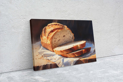 Bread Painting, Still Life, Loaf of Bread, Kitchen Decor, Dining Room Decor, Bakery Art, Baker Decor, Canvas Art Print, Ready to Hang