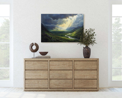 Celtic Highlands, Scotland Highlands, Scenic Decor, Valley Painting