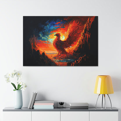 Phoenix Colorful Canvas Art Ready To Hang Large Print, Oil Painting, Fantasy, Mythical Creature, Mythology, Fire Bird, Dramatic