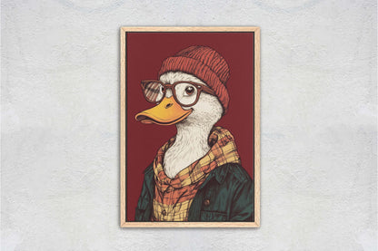 Hipster Duck, Pop Art, Modern Decor, Street Art, Animal Art, Unique Art, Animal Sunglasses, Kids Room, Boys Room