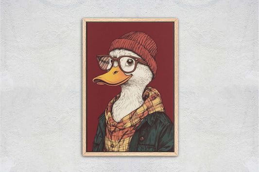 Hipster Duck, Pop Art, Modern Decor, Street Art, Animal Art, Unique Art, Animal Sunglasses, Kids Room, Boys Room