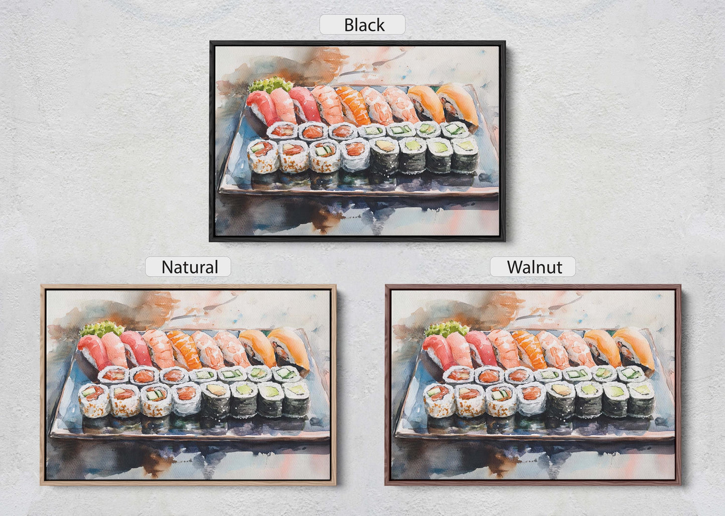 Sushi Print, Sashimi Canvas, Food Decor, Kitchen Art