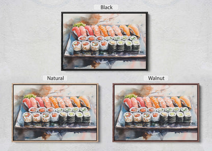 Sushi Print, Sashimi Canvas, Food Decor, Kitchen Art