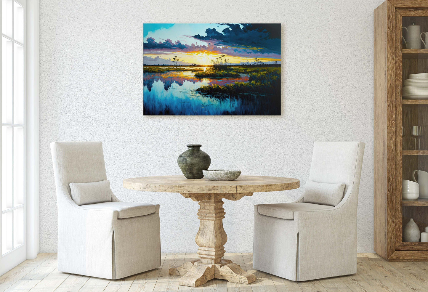 Everglades National Park Canvas Art Ready To Hang Large Print, Oil Painting, sunrise landscape, Sunset