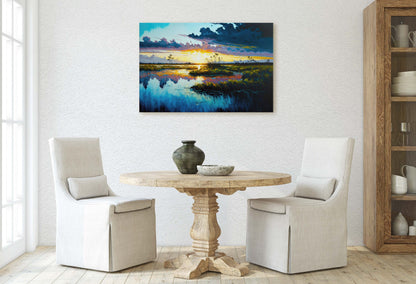 Everglades National Park Canvas Art Ready To Hang Large Print, Oil Painting, sunrise landscape, Sunset