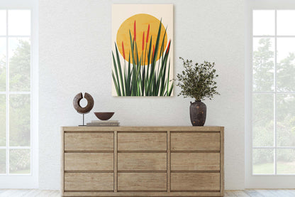 Afternoon Cat Tails, Summer Grass, Living Room Art