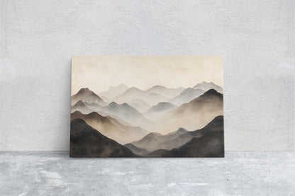 Foggy Mountain Art, Misty Mountains, Nature Painting