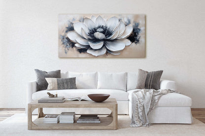 Black White Flower, Neutral Tones, Flower Painting