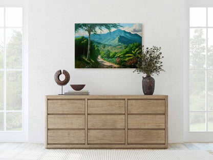 Blue Mountains Jamaica Canvas Art Ready To Hang Large Print, Oil Painting, Landscape