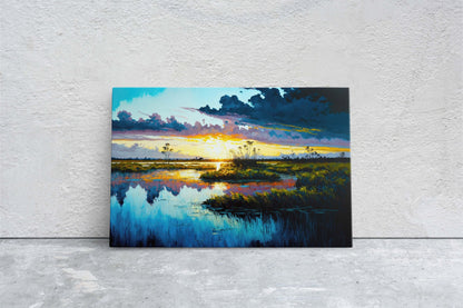 Everglades National Park Canvas Art Ready To Hang Large Print, Oil Painting, sunrise landscape, Sunset