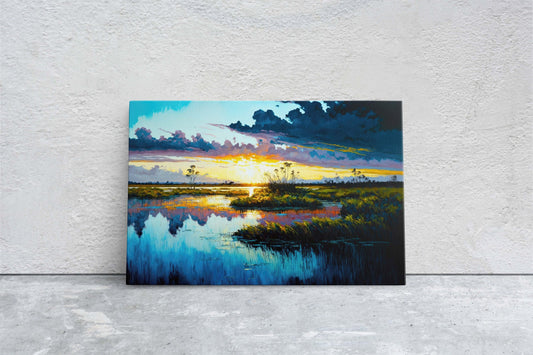 Everglades National Park Canvas Art Ready To Hang Large Print, Oil Painting, sunrise landscape, Sunset
