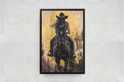 Cowgirl Painting, Woman Riding Horse, Western Art, Rodeo Decor