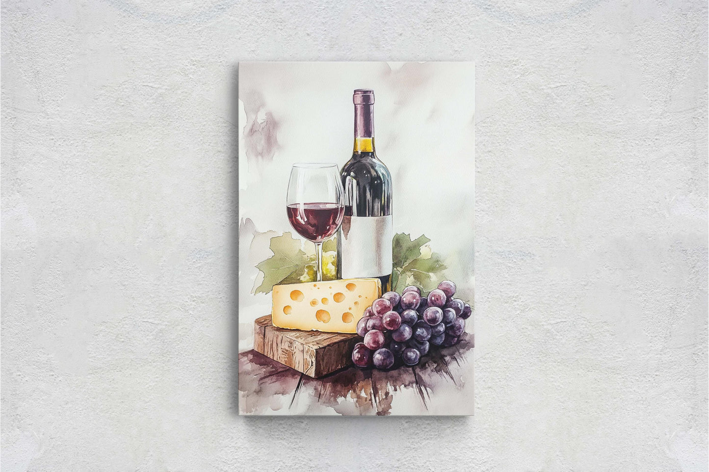 Wine and Cheese, Food Print, Kitchen Decor, Dining Room Art