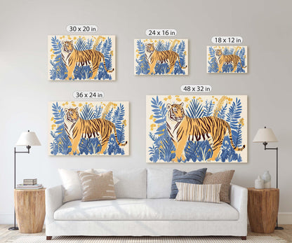 Jungle Tiger, Minimalist Tiger Print, Botanical Animal
