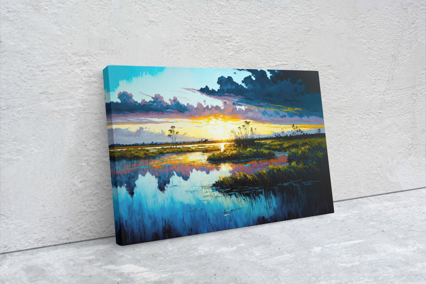 Everglades National Park Canvas Art Ready To Hang Large Print, Oil Painting, sunrise landscape, Sunset