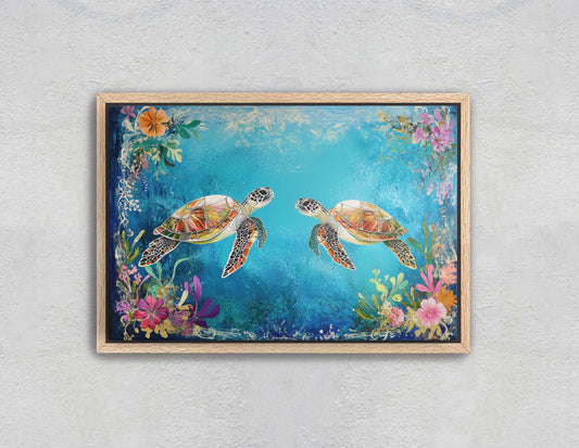 Sea Turtles In love, Ocean Decor, Turtle Print, Fish Art
