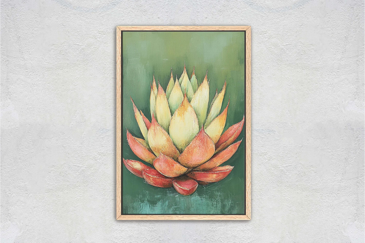Red Green Agave, Abstract Agave, Minimalist Decor