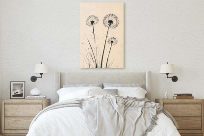 Minimalist Dandelion, Dandelion Print, Black and White, Cream, Neutral Colors