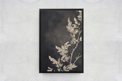 Botanical Print, Black and White, Minimalist Painting, Farmhouse Decor, Floral Wall Art, Framed Canvas, Wildflower Art