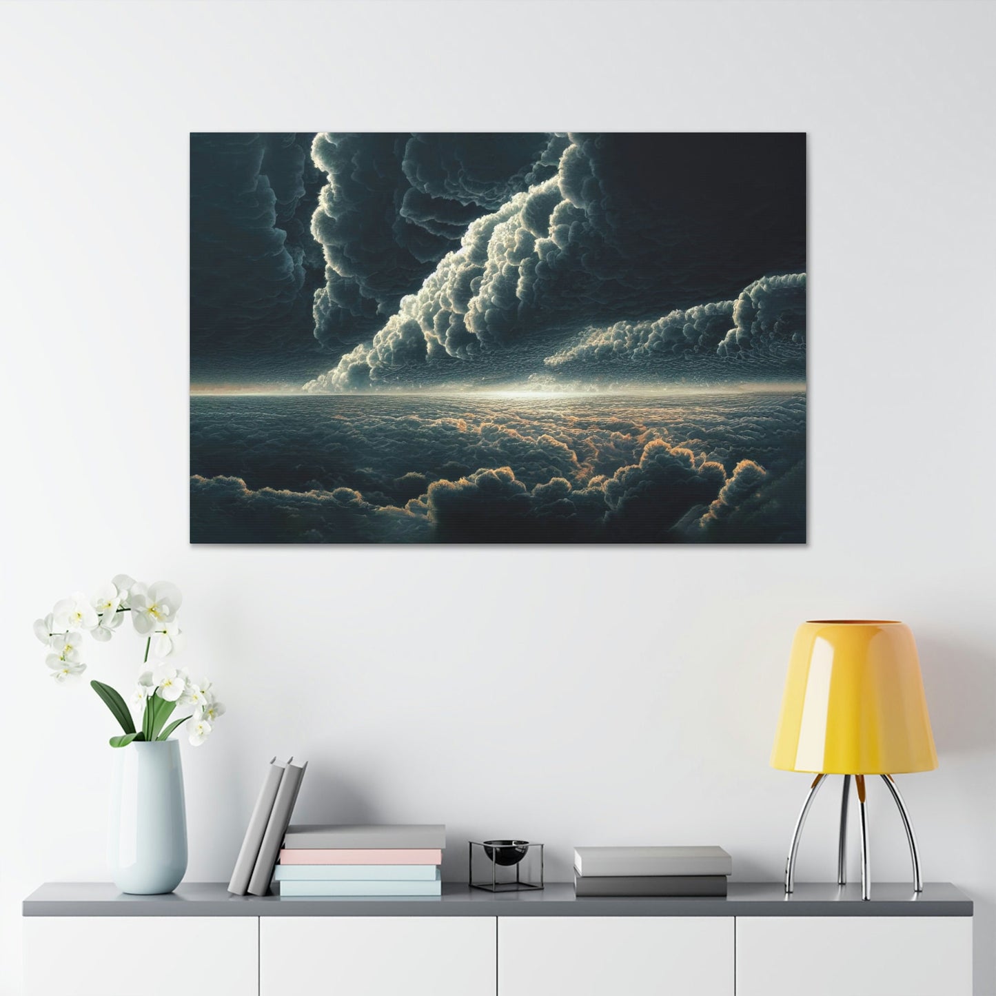 Ocean Storm, Sky is FallingCanvas Art Ready To Hang Large Print, Oil Painting, Landscape, Dark Gloomy, Dramatic