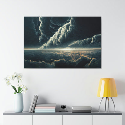 Ocean Storm, Sky is FallingCanvas Art Ready To Hang Large Print, Oil Painting, Landscape, Dark Gloomy, Dramatic