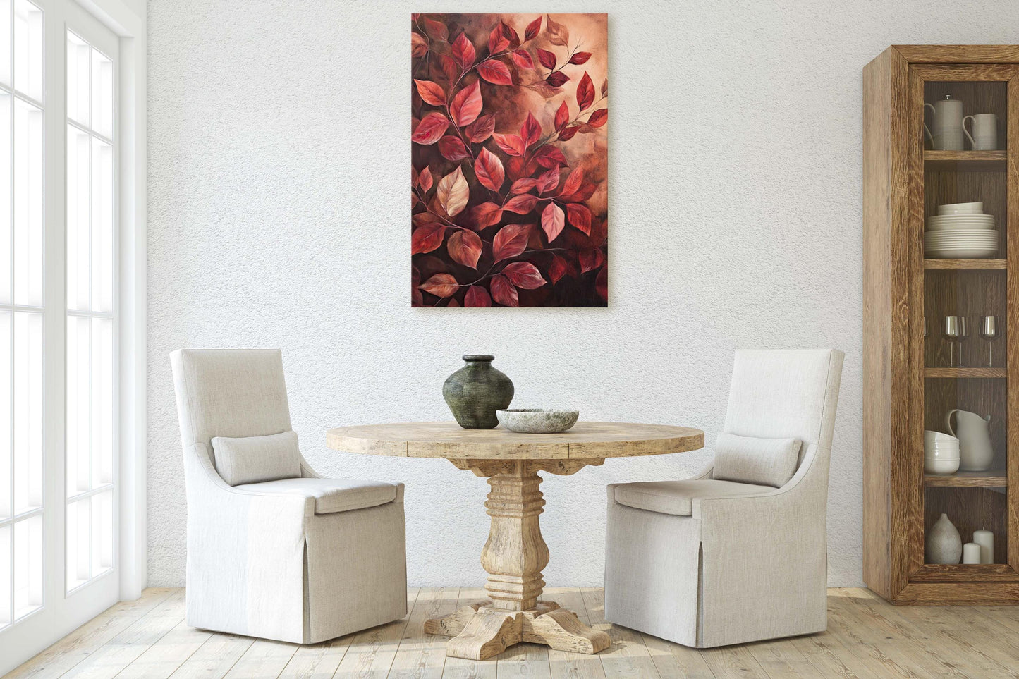 Leaves In Autumn, Red Burgundy Hues, Contemporary Leaves