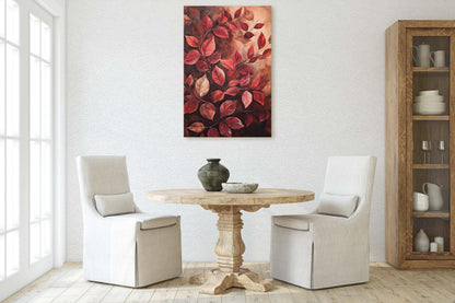 Leaves In Autumn, Red Burgundy Hues, Contemporary Leaves