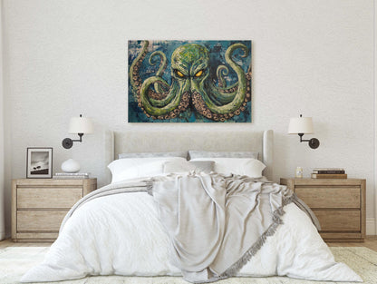 Cthulhu Painting, Evil Octopus, Fantasy Creature, Horror Art
