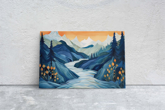 Snowy Mountain on Canvas, Subdued Color, Mountain Spring, Landscape, Neutral Tones, Ready to Hang, Large Print, Colorado Mountain, Minimal
