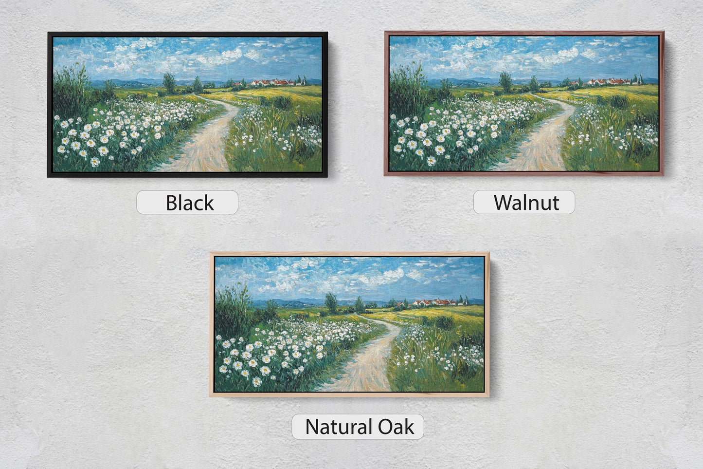 Countryside Road Art, Vintage Road Painting, Dirt Road, Field Painting