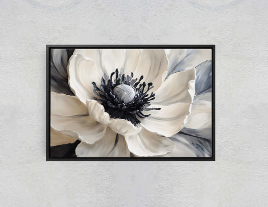 Flower Painting, Black White Flower, Contemporary Art