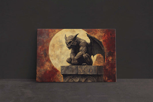 Gargoyle Night, Moon Gargoyle, Full Moon, Creepy Art, Gothic Halloween, Dark Academia, Dark Arts